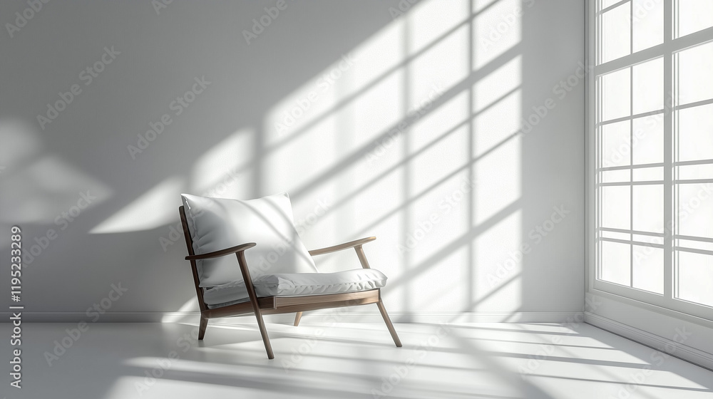 Leinwandbilder minimalist scandinavian interior with bright sunlight streaming through a large window onto an isola