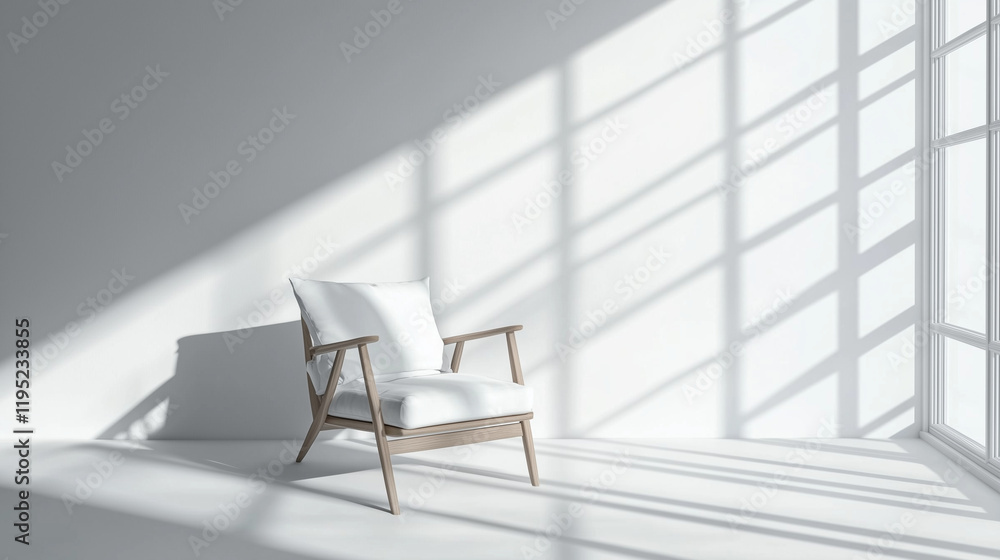 Leinwandbilder minimalist scandinavian interior with bright sunlight streaming through a large window onto an isola