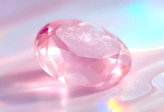Close-up of a beautiful, iridescent pink gemstone
