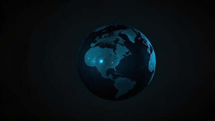Illuminated Digital Globe with Pulsing Lights in Deep Blue