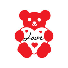 Love teddy bear design on plain white transparent isolated background for card, shirt, hoodie, sweatshirt, apparel, tag, mug, icon, poster or badge