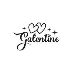 Galentine valentine typography text on plain white transparent isolated background for card, shirt, hoodie, sweatshirt, apparel, tag, mug, icon, poster or badge