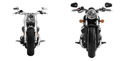Modern Motorcycle Front View with Chrome Details and Bold Design