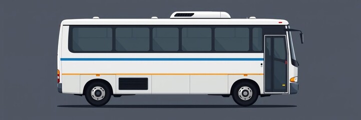Small bus vector template in various angles with simple colors; side, front, back, and top view, vector, illustration, bus