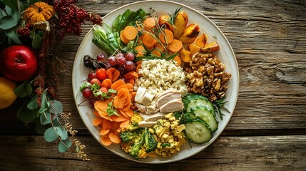 Leftover Thanksgiving food arranged in a creative way on a plate, showcasing a post-holiday meal idea