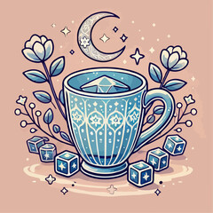 cup of ice with flowers