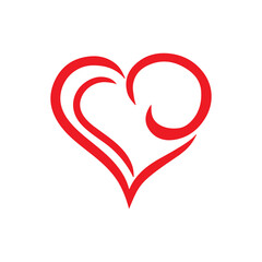 Heart clip art design on plain white transparent isolated background for card, shirt, hoodie, sweatshirt, apparel, tag, mug, icon, poster or badge