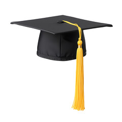 A graduation cap with tassel, isolated on white background