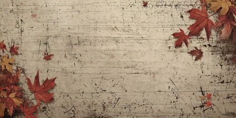 Minimalistic Thanksgiving banner with fall leaves and rustic design, perfect for greeting or announcement