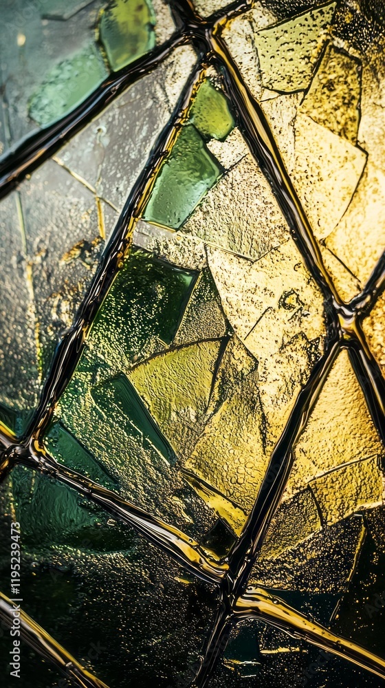Poster intricate patterns of olive hues converge in a stunning display, where light dances across textured 
