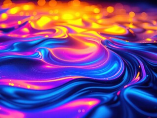 Vibrant Neon Waves: Abstract Digital Art Background"