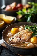 Delicious Mohinga: A Traditional Burmese Fish Soup with Rice Noodles Served with Fresh Herbs and Lemon for a Flavorful Culinary Experience
