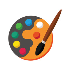 Paint Palette & Brush Vector Illustration