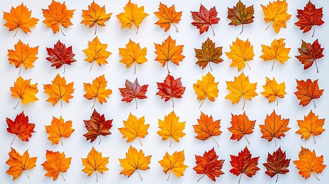 leaves arranged in a symmetrical layout, emphasizing their geometric beauty and perfect shape. Chrysanthemum leaves 