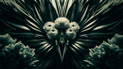 leaves arranged in a symmetrical layout, emphasizing their geometric beauty and perfect shape. Chrysanthemum leaves 