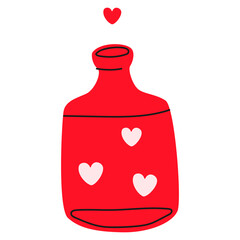 Love potion icon. Love spell magic bottle with pink hearts graphic isolated.Romantic print.Transparent background.Hand-drawn vector illustration EPS10