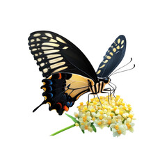 Naklejka premium Eastern Tiger Swallowtail Butterfly on Yellow Flowers