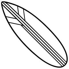 Modern Surfboard Line Illustration
