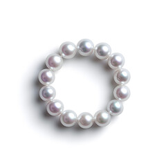 Obraz premium Top view natural pearl women bracelet or necklace, isolated on a white background