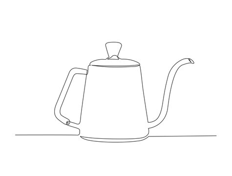 recommend clip art: Continuous one line drawing of coffee maker pot drip kettle - barista equipment. Coffee pot  in single line draw illustration. Editable stroke.