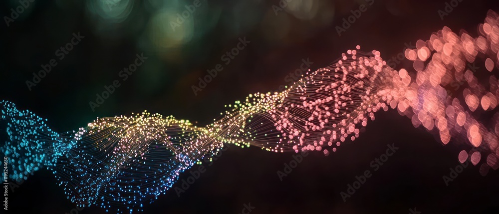Poster abstract futuristic background glowing neon wave lines data transfer bokeh lights