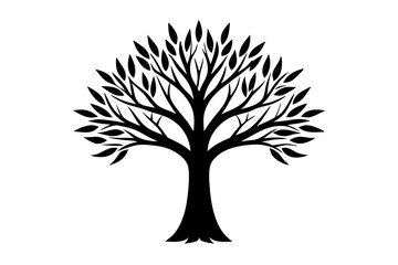 Silhouette vector of tree and root with black white color