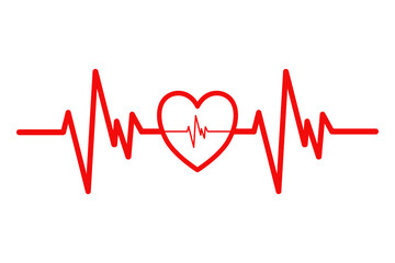 heart beat cardiogram with heart outline style. Vector design