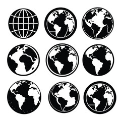 Set of silhouette world icons vector design