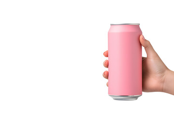 Hand holding can soda bottle isolated on white background