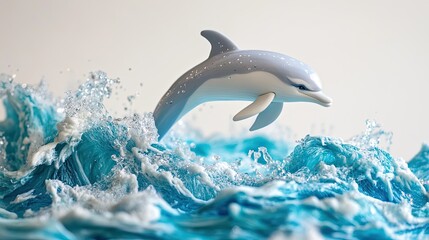 Fototapeta premium Dolphin Leaping Over Ocean Waves