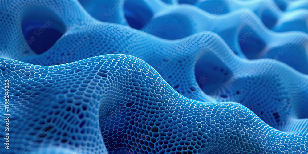 Poster abstract blue hexagonal cellular structure