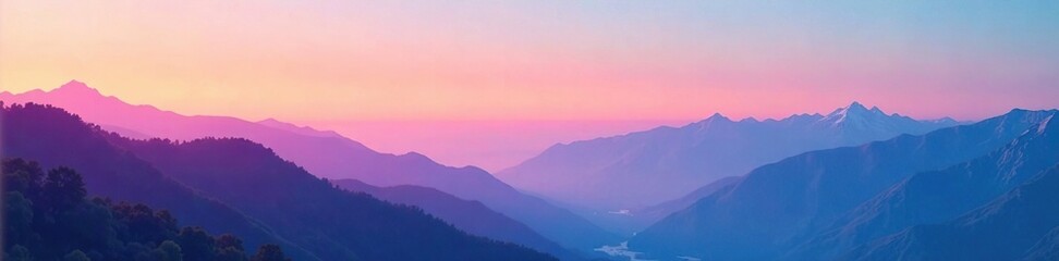 Fototapeta premium Softly shifting color gradient in the mountains, sky colors, mountains