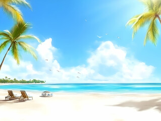 Tropical Beach Illustration: Summer Vacation