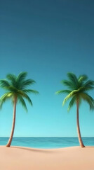 Tropical Beach 3D Illustration