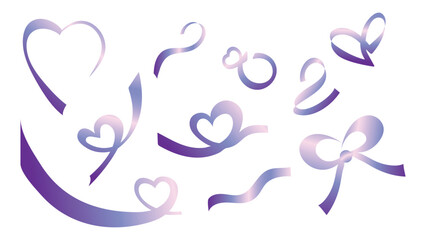 Purple Gradient of Heart shape ribbon Illustration