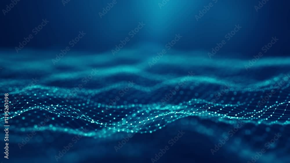 Poster abstract connected dots and lines on blue background. communication and technology network concept w