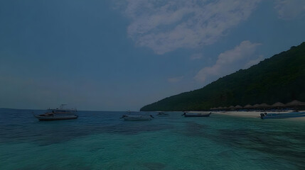 Obraz premium Tropical Island Seascape Illustration