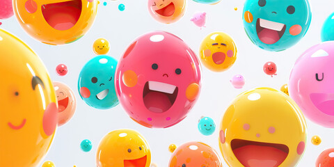 Collection of Multicolored Spherical Emoticons