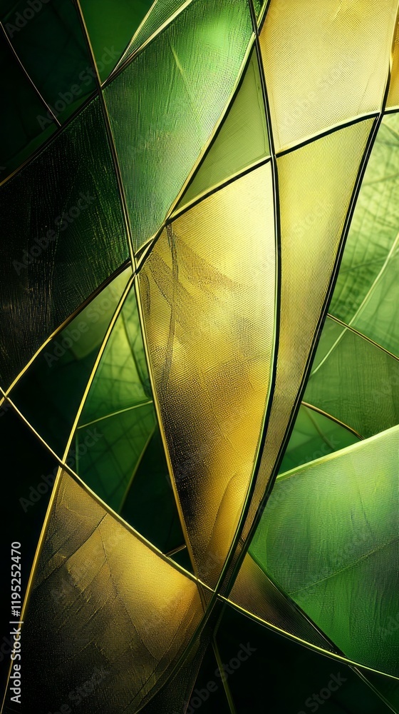 Poster Delicate curves and sharp intersections weave together in an artistic representation of olive hues, creating visual harmony and depth. The interplay of light reveals a unique contemporary landscape