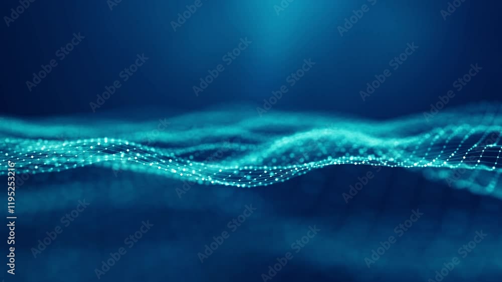 Poster abstract connected dots and lines on blue background. communication and technology network concept w