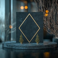 Elegant Black Gold Geometric Frame Mockup  Festive Christmas Design  Minimalist Holiday Sc