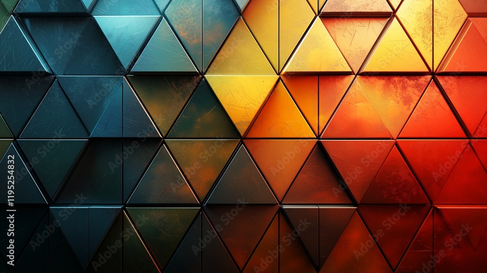 Poster 3d background featuring a complex arrangement of triangles and squares, creating a visual depth illu