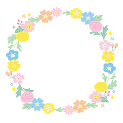 cute circle frame with many flowers
