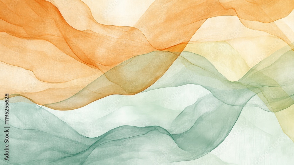 Poster soft pencil strokes create layered textures in muted amber and mint, enhancing depth and contrast in