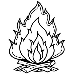 Rustic Bonfire Line Drawing