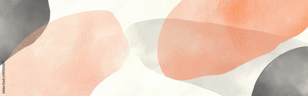 Poster soft peach and gray abstract design blending into calming white to enhance modern decor aesthetics