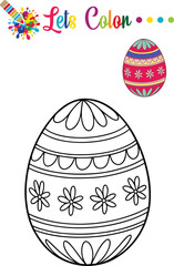 Beautiful Easter egg coloring page with a detailed mandala floral design, perfect for kids and adults.

