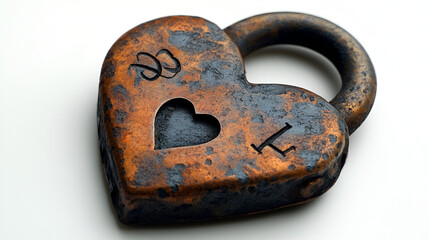 a love lock with initials engraved on it isolated on white background ai