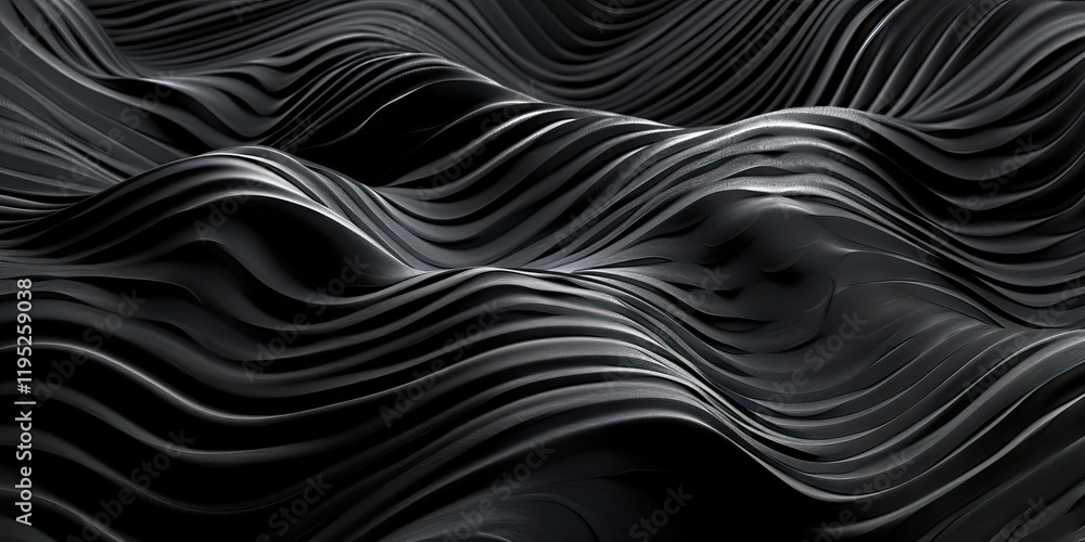 Poster abstract wave pattern: dark gray undulating lines
