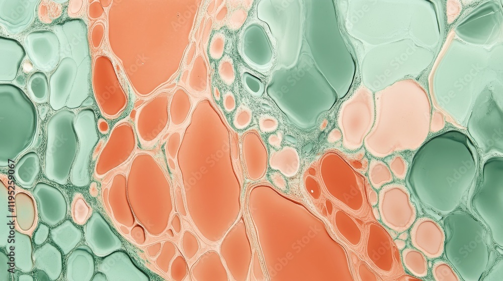 Aufkleber elegant coral and mint uneven blotches create a captivating abstract pattern with texture and balanc